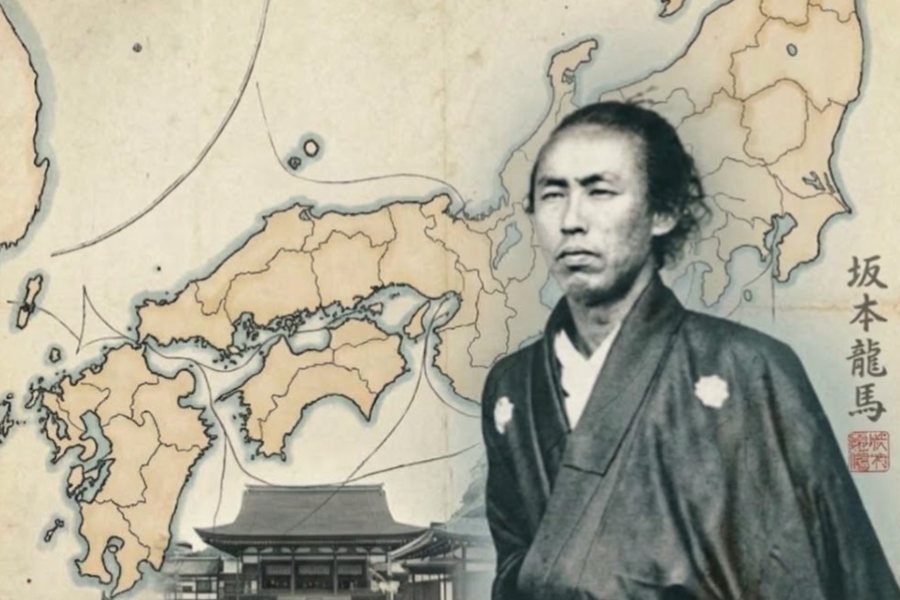坂本龍馬と古い日本地図